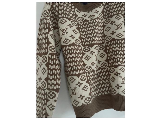 Suéter de Jacquard Monogram Louis Vuitton Castaño Blanco - vista 3