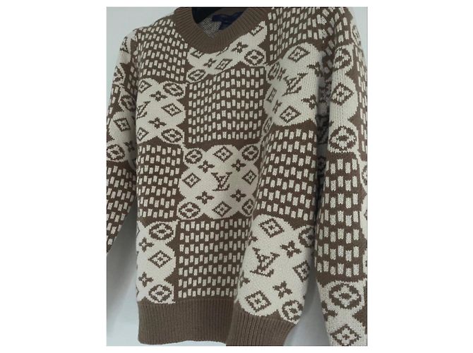 Suéter de Jacquard Monogram Louis Vuitton Castaño Blanco - vista 4