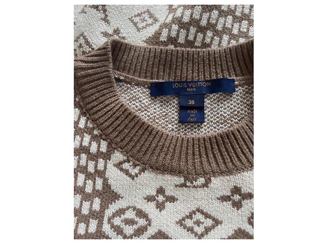 Suéter de Jacquard Monogram Louis Vuitton Castaño Blanco - vista 5