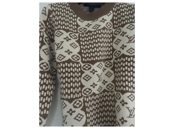 Suéter de Jacquard Monogram Louis Vuitton Castaño Blanco - vista 7