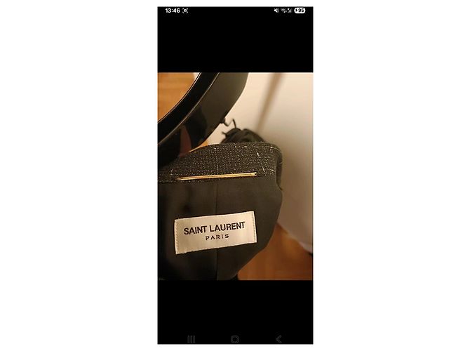 Blazer de Lana Saint Laurent Negro Gris - vista 10