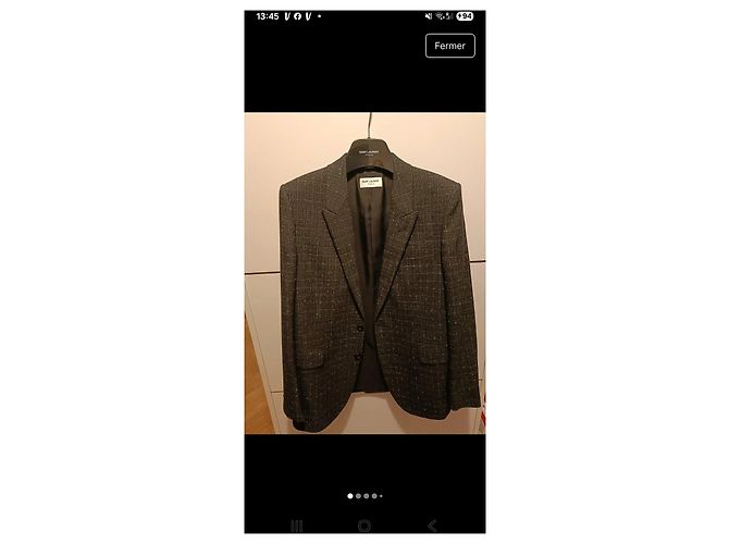 Blazer de Lana Saint Laurent Negro Gris - vista 2
