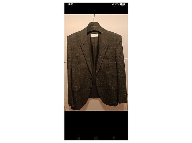 Blazer de Lana Saint Laurent Negro Gris - vista 3