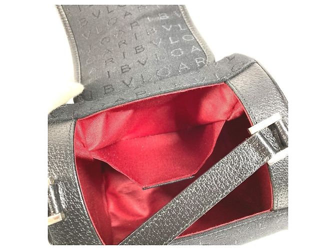 Bulgari Borsa a spalla con pattina in pelle nera e tela Bvlgari Nero - vista 13