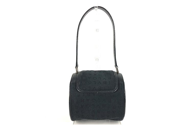 Bulgari Borsa a spalla con pattina in pelle nera e tela Bvlgari Nero - vista 2