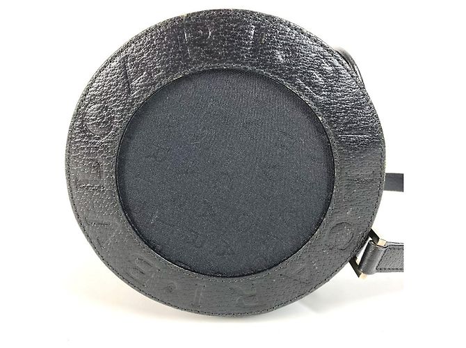 Bulgari Borsa a spalla con pattina in pelle nera e tela Bvlgari Nero - vista 3