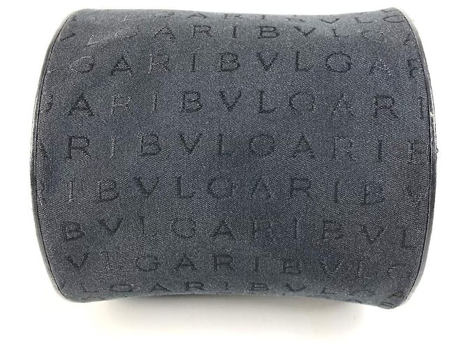 Bulgari Borsa a spalla con pattina in pelle nera e tela Bvlgari Nero - vista 5