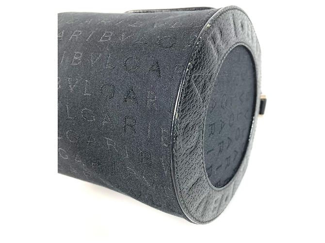 Bulgari Borsa a spalla con pattina in pelle nera e tela Bvlgari Nero - vista 6