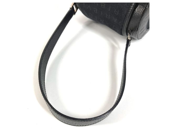 Bulgari Borsa a spalla con pattina in pelle nera e tela Bvlgari Nero - vista 8