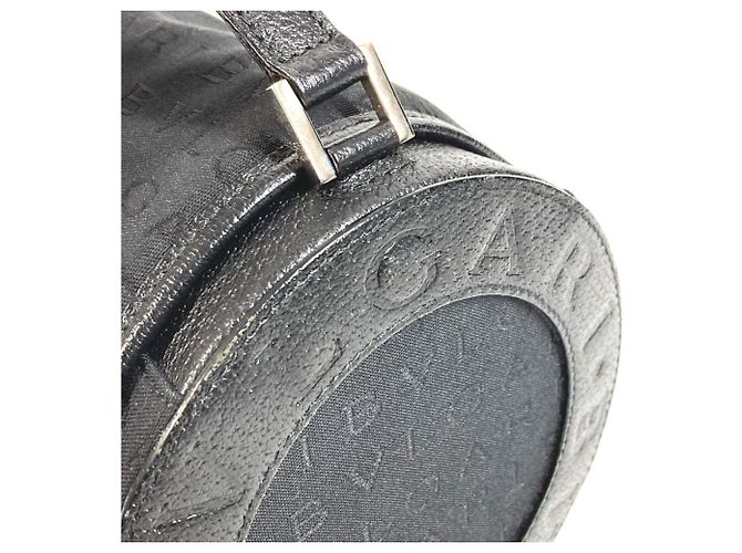 Bulgari Borsa a spalla con pattina in pelle nera e tela Bvlgari Nero - vista 9