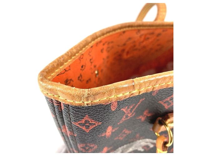 Borsa a Spalla Neverfull MM Catgram Monogram Louis Vuitton Marrone Arancione - vista 10