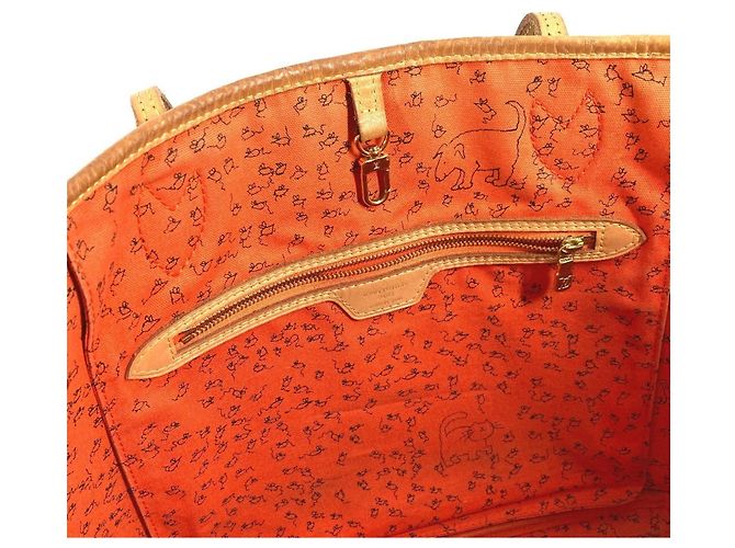 Borsa a Spalla Neverfull MM Catgram Monogram Louis Vuitton Marrone Arancione - vista 12
