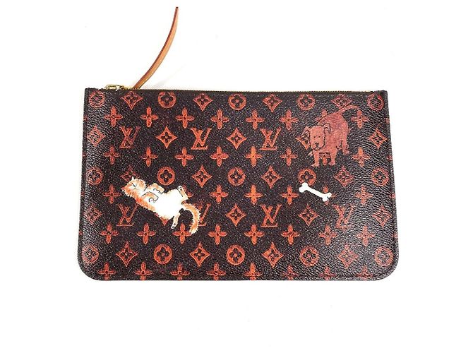 Borsa a Spalla Neverfull MM Catgram Monogram Louis Vuitton Marrone Arancione - vista 16