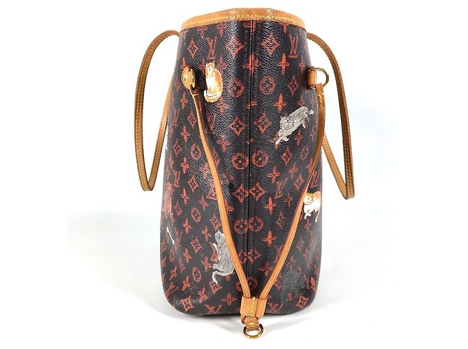 Borsa a Spalla Neverfull MM Catgram Monogram Louis Vuitton Marrone Arancione - vista 4