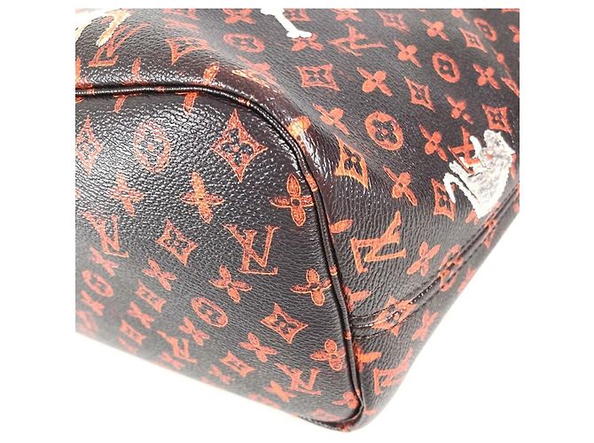Borsa a Spalla Neverfull MM Catgram Monogram Louis Vuitton Marrone Arancione - vista 7