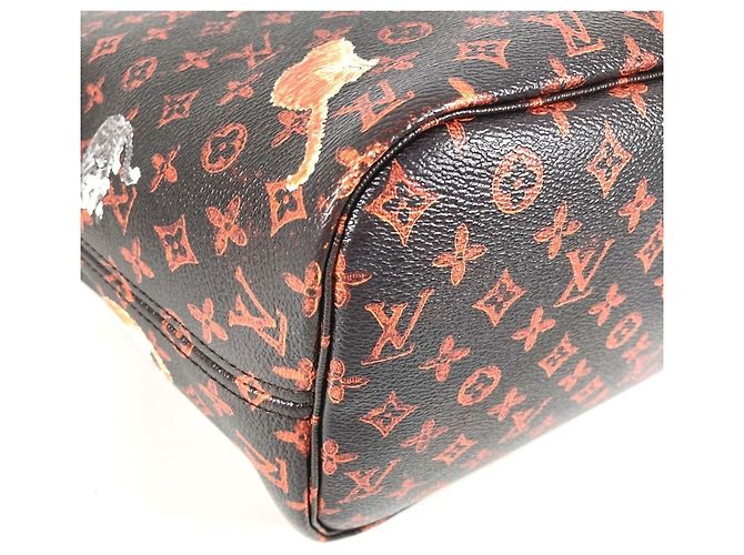 Borsa a Spalla Neverfull MM Catgram Monogram Louis Vuitton Marrone Arancione - vista 8