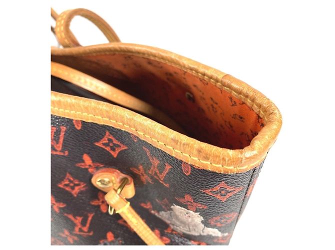Borsa a Spalla Neverfull MM Catgram Monogram Louis Vuitton Marrone Arancione - vista 9