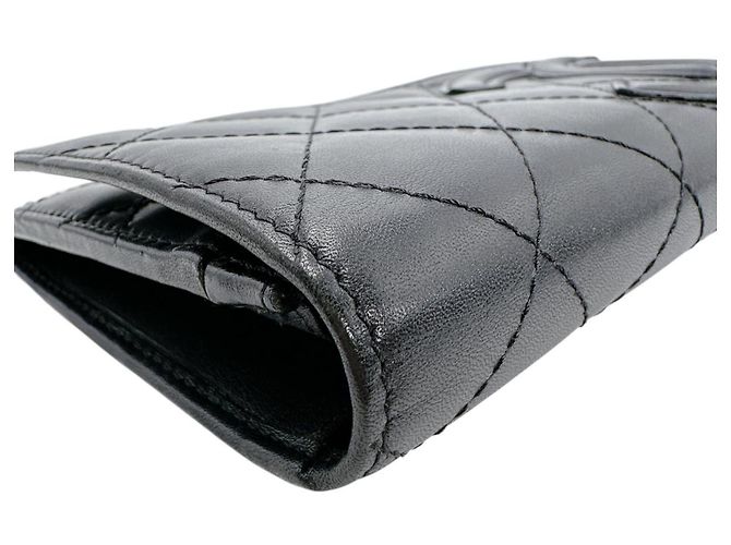 Billetera bifold de cuero acolchado de la línea Cambon de Chanel Negro - vista 11