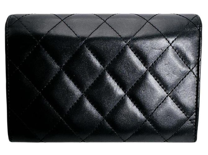 Billetera bifold de cuero acolchado de la línea Cambon de Chanel Negro - vista 3