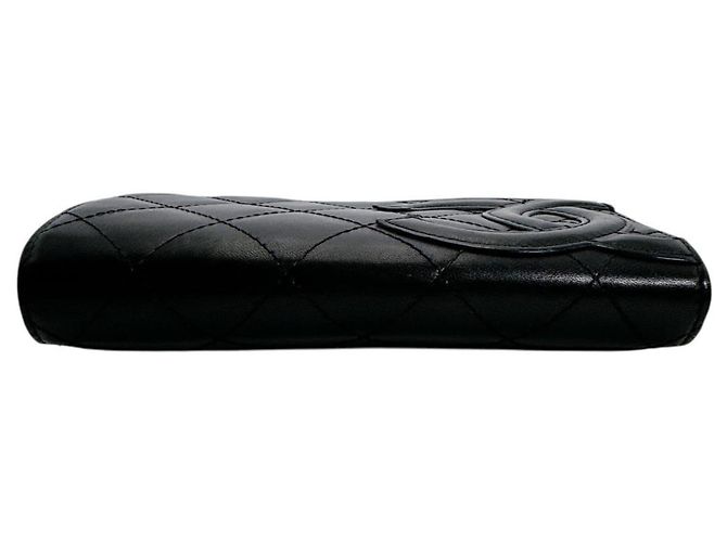 Billetera bifold de cuero acolchado de la línea Cambon de Chanel Negro - vista 4
