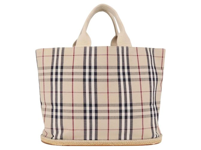 Burberry Nova Check Tote aus Canvas Klein Beige - Ansicht 2