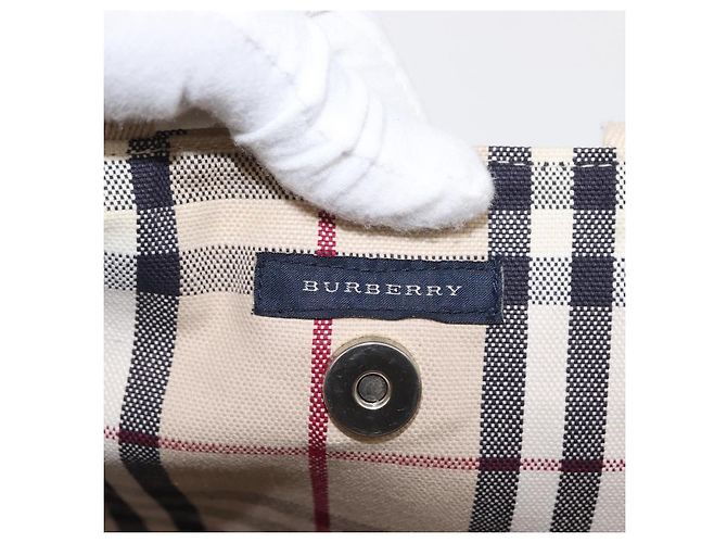 Burberry Nova Check Tote aus Canvas Klein Beige - Ansicht 6