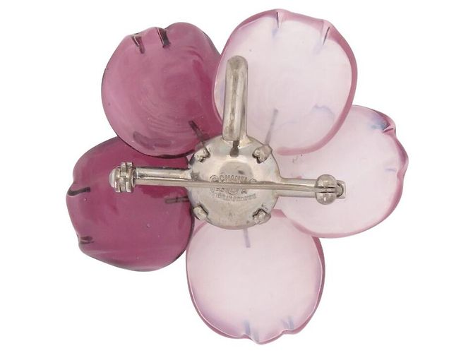 VINTAGE CHANEL BROSCHE MULTIFARBIGE GLASBLUMEN 1998 Pflaume - Ansicht 2