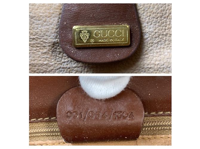 Gucci Vintage Leder-Canvas Schultertasche Braun - Ansicht 3