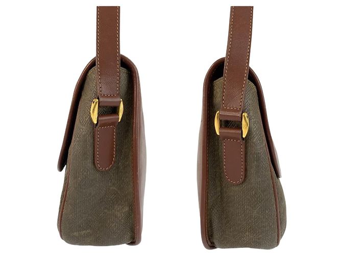 Gucci Vintage Leder-Canvas Schultertasche Braun - Ansicht 8