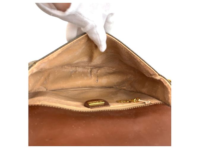 Gucci Vintage Leder-Canvas Schultertasche Braun - Ansicht 9