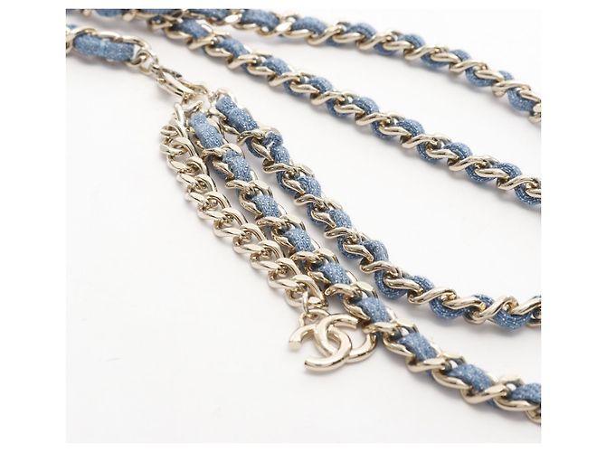 Timeless Cinturón de denim con el logo Coco de Chanel Azul - vista 6