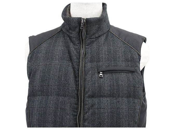 Autre Marque Chaleco de plumas de cuadros Glen Etro de piel de oveja Castaño Gris antracita - vista 2
