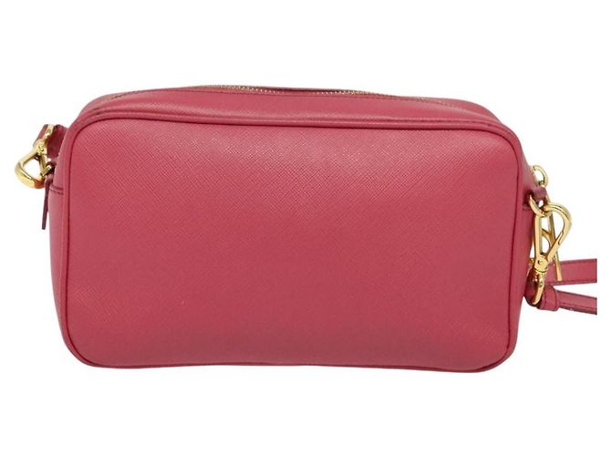 Borsa a tracolla con tasca frontale in pelle Saffiano piccola di Prada Rosa - vista 2