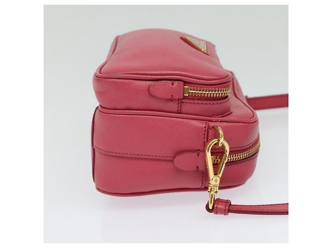 Borsa a tracolla con tasca frontale in pelle Saffiano piccola di Prada Rosa - vista 4
