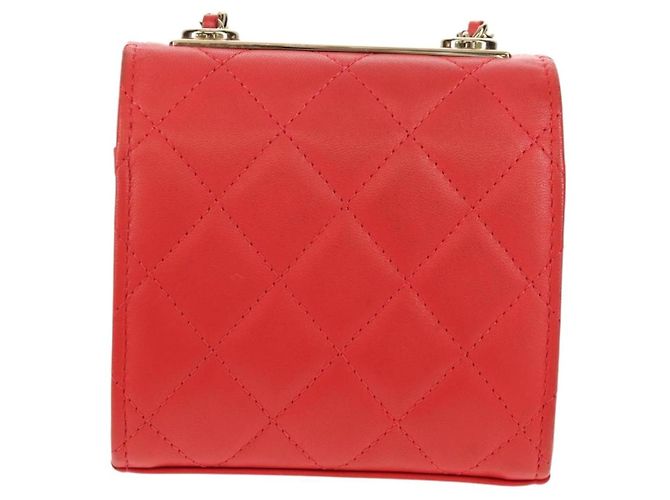 Chanel Trendy CC Clutch mit Kette aus gestepptem Lammleder klein Rot - Ansicht 2