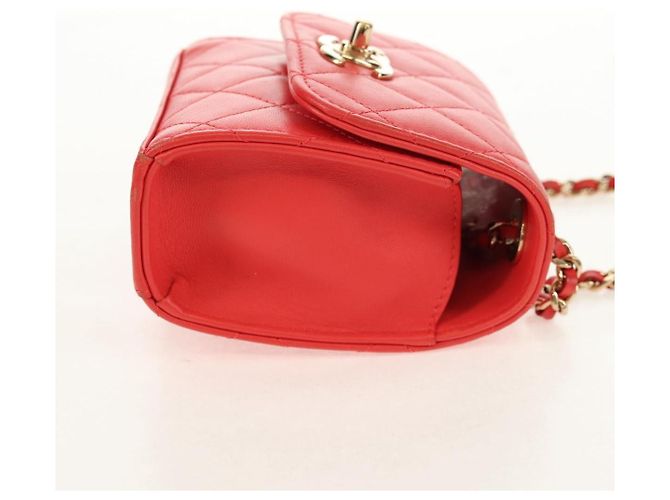 Chanel Trendy CC Clutch mit Kette aus gestepptem Lammleder klein Rot - Ansicht 4