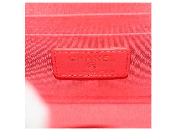 Chanel Trendy CC Clutch mit Kette aus gestepptem Lammleder klein Rot - Ansicht 6