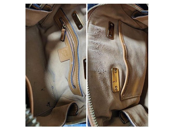 Borsa Boston in pelle Visetos Signature MCM Cognac - vista 11