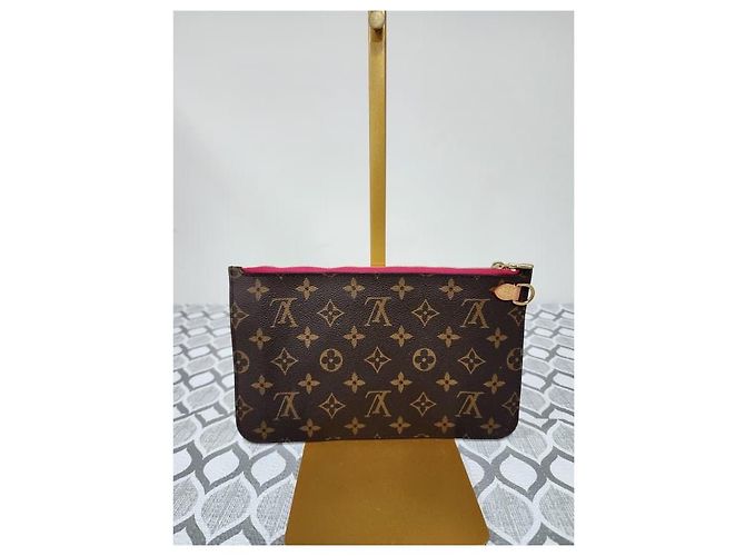 LOUIS VUITTON Monogram Neverfull MM GM Pochette/Borsa Marrone - vista 2