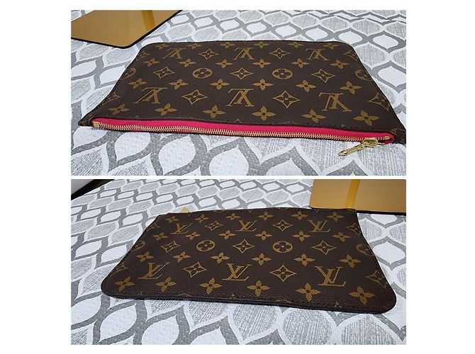 LOUIS VUITTON Monogram Neverfull MM GM Pochette/Borsa Marrone - vista 4