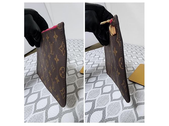 LOUIS VUITTON Monogram Neverfull MM GM Pochette/Borsa Marrone - vista 5