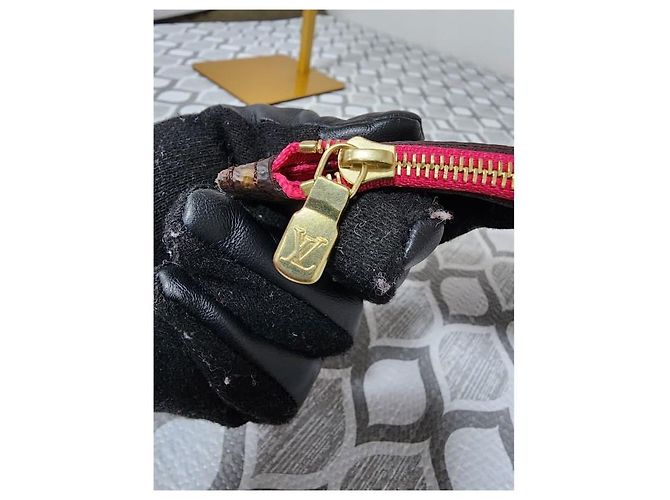 LOUIS VUITTON Monogram Neverfull MM GM Pochette/Borsa Marrone - vista 6