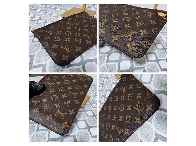 LOUIS VUITTON Monogram Neverfull MM GM Pochette/Borsa Marrone - vista 8