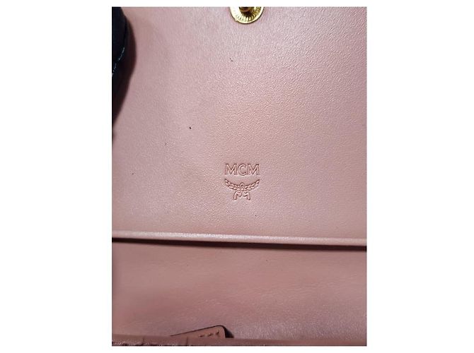MCM Visetos Rabbit Compact Tri-fold Leather Wallet Beige - view 4