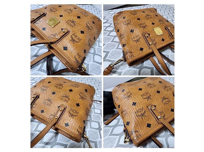 MCM ANYA MINI SHOPPER BAG CON ZIP SUPERIORE COGNAC - vista 10