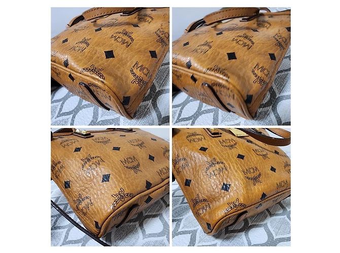 MCM ANYA MINI SHOPPER BAG CON ZIP SUPERIORE COGNAC - vista 11