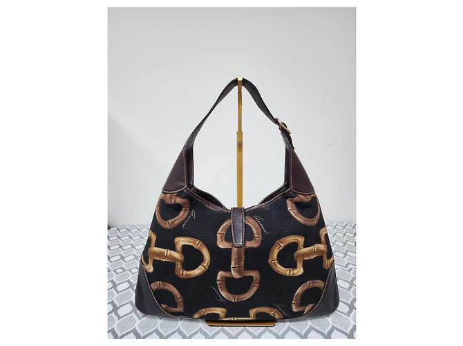 Borsa hobo Jackie in tela Gucci stampata con Bamboo Horsebit marrone - vista 2