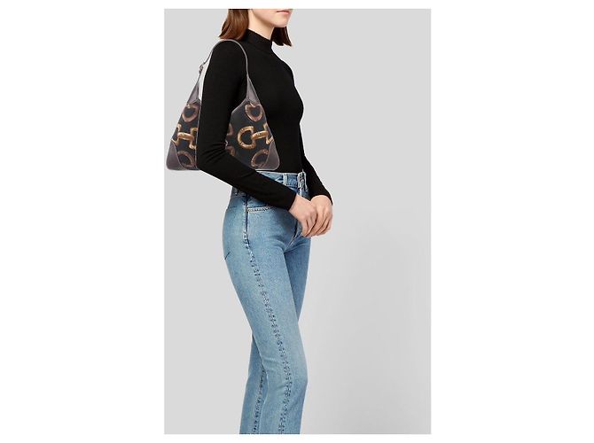 Borsa hobo Jackie in tela Gucci stampata con Bamboo Horsebit marrone - vista 9
