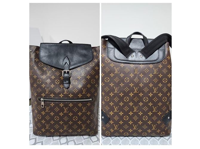 Zaino Palk Monogram Macassar Louis Vuitton Marrone/Nero - vista 4