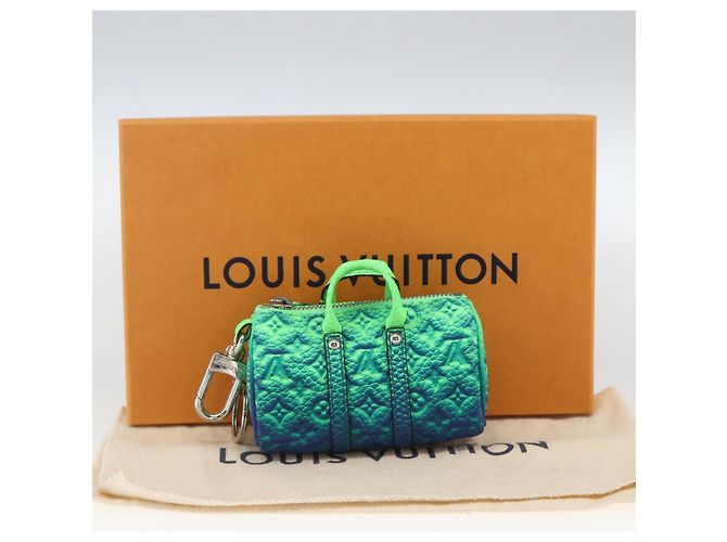 LOUIS VUITTON Portachiavi Mini Keepall Taurillon Illusion MP3284 LV Auth 161455SM Verde - vista 12